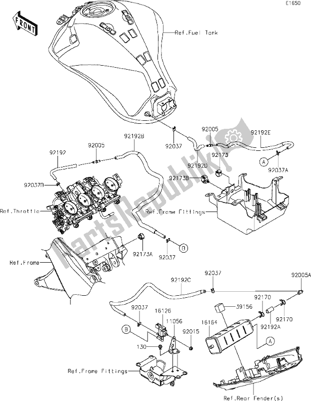 Tutte le parti per il 21 Fuel Evaporative System del Kawasaki Z 1000 2017