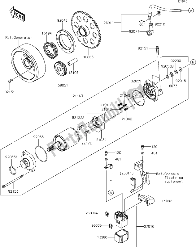 All parts for the 25 Starter Motor of the Kawasaki Z 1000 2017