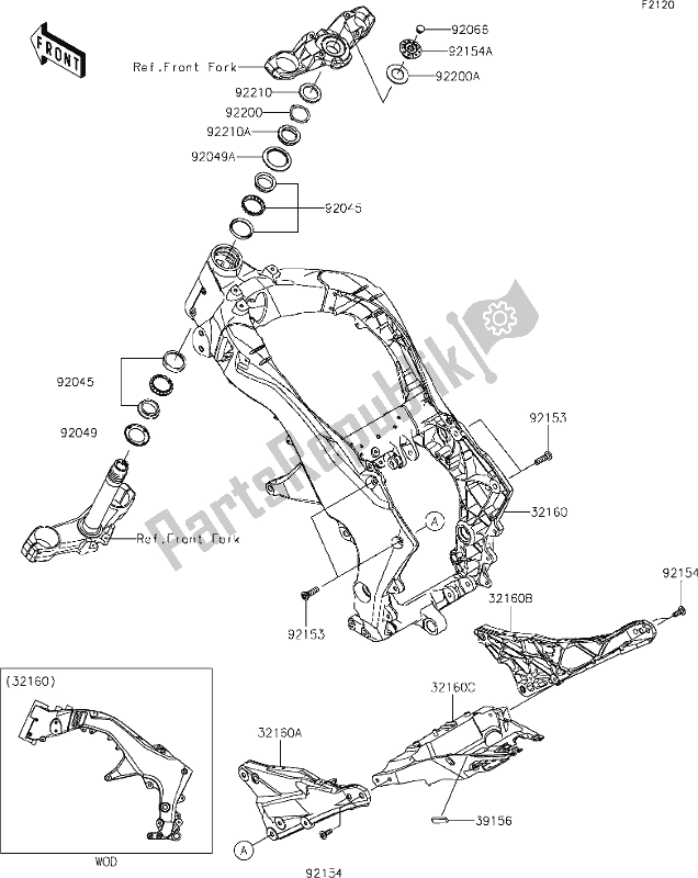 Tutte le parti per il 28 Frame del Kawasaki Z 1000 2017