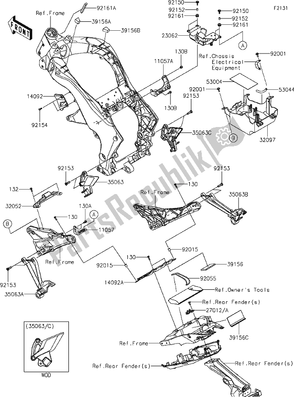 All parts for the 30 Frame Fittings of the Kawasaki Z 1000 2017