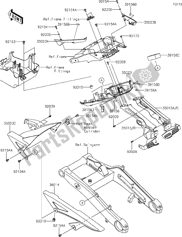 All parts for the 35 Rear Fender(s) of the Kawasaki Z 1000 2017