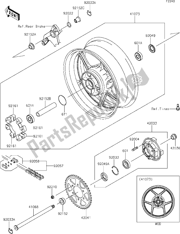 Tutte le parti per il 39 Rear Hub del Kawasaki Z 1000 2017