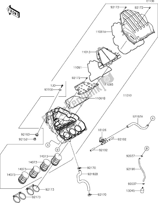 All parts for the 4 Air Cleaner of the Kawasaki Z 1000 2017