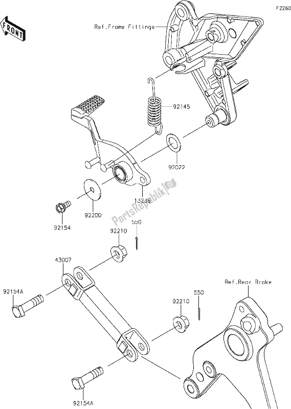 All parts for the 40 Brake Pedal of the Kawasaki Z 1000 2017