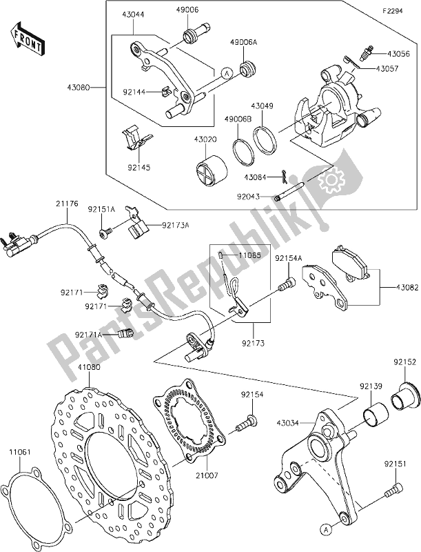 Tutte le parti per il 45 Rear Brake del Kawasaki Z 1000 2017