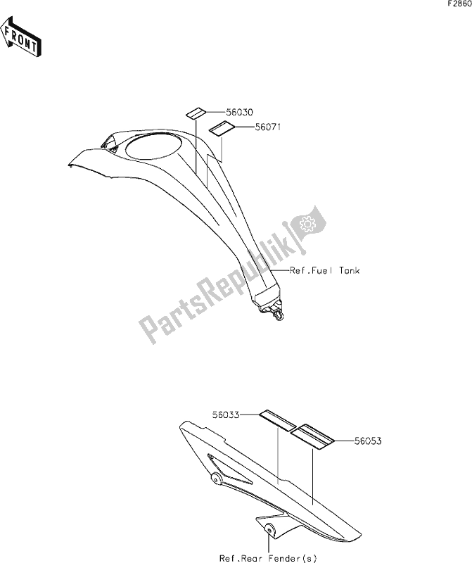 Alle onderdelen voor de 60 Labels van de Kawasaki Z 1000 2017