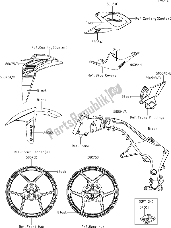 Tutte le parti per il 62 Decals(gray)(hjf) del Kawasaki Z 1000 2017