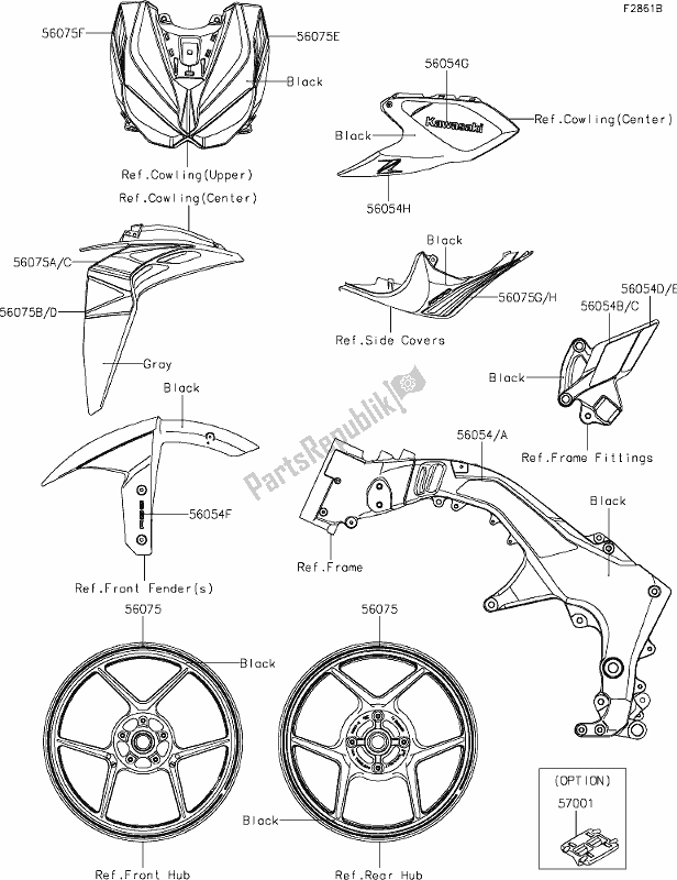 All parts for the 63 Decals(black)(hkf) of the Kawasaki Z 1000 2017