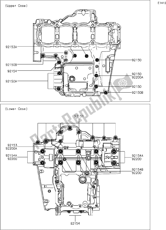 All parts for the 15 Crankcase Bolt Pattern of the Kawasaki Z 1000 2018