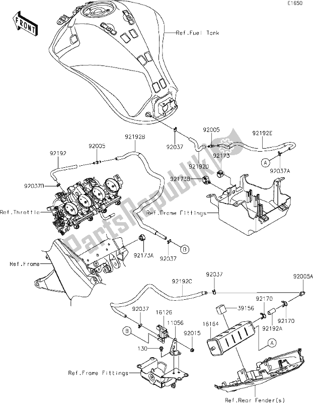 All parts for the 21 Fuel Evaporative System of the Kawasaki Z 1000 2018