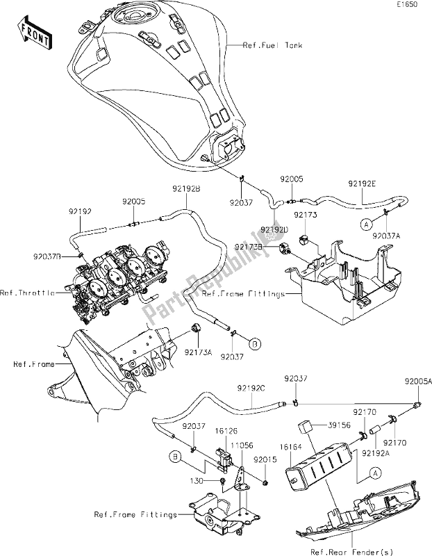 Todas as partes de 21 Fuel Evaporative System do Kawasaki Z 1000 2018