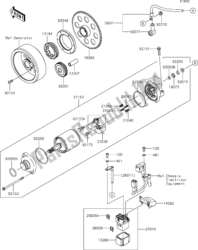 Todas as partes de 25 Starter Motor do Kawasaki Z 1000 2018