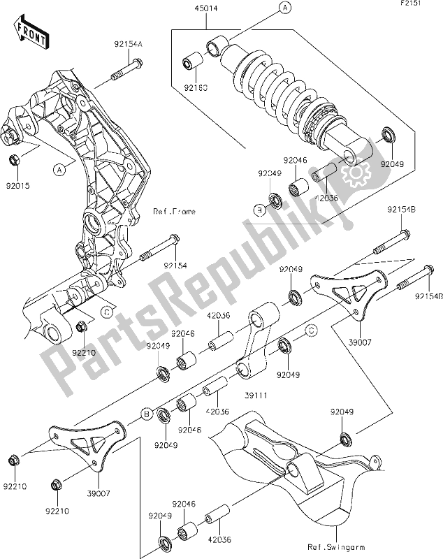 All parts for the 32 Suspension/shock Absorber of the Kawasaki Z 1000 2018