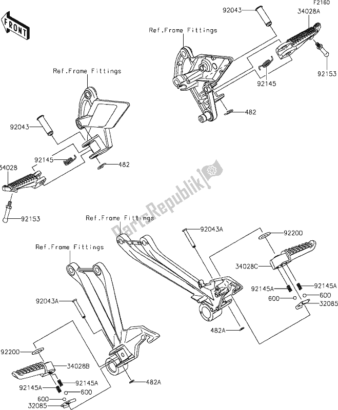 All parts for the 33 Footrests of the Kawasaki Z 1000 2018