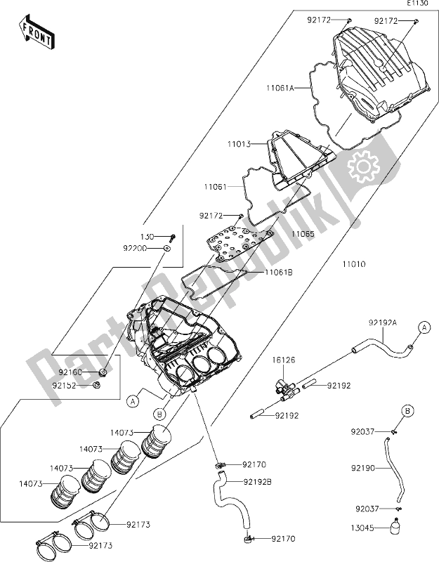 All parts for the 4 Air Cleaner of the Kawasaki Z 1000 2018