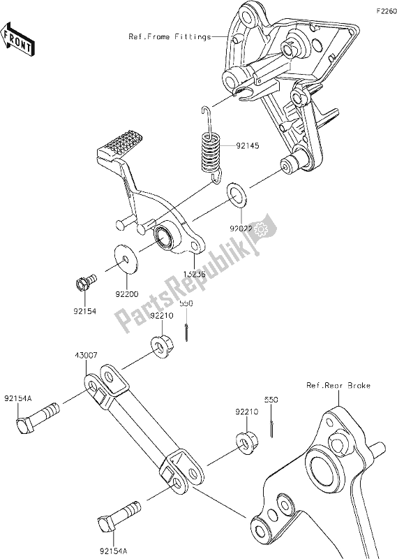 All parts for the 40 Brake Pedal of the Kawasaki Z 1000 2018