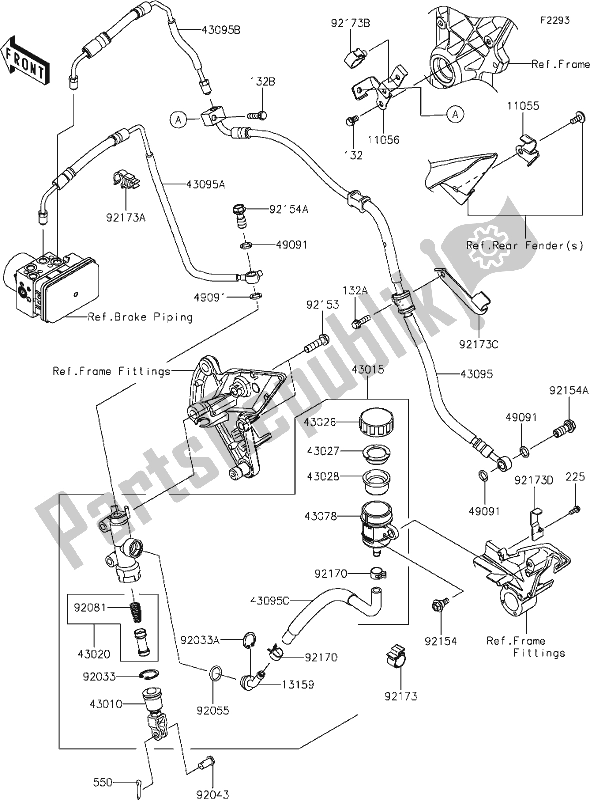 Todas as partes de 44 Rear Master Cylinder do Kawasaki Z 1000 2018