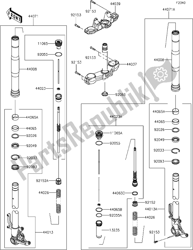 Tutte le parti per il 47 Front Fork del Kawasaki Z 1000 2018