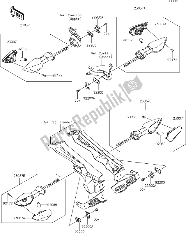 Todas las partes para 55 Turn Signals(hhf) de Kawasaki Z 1000 2018