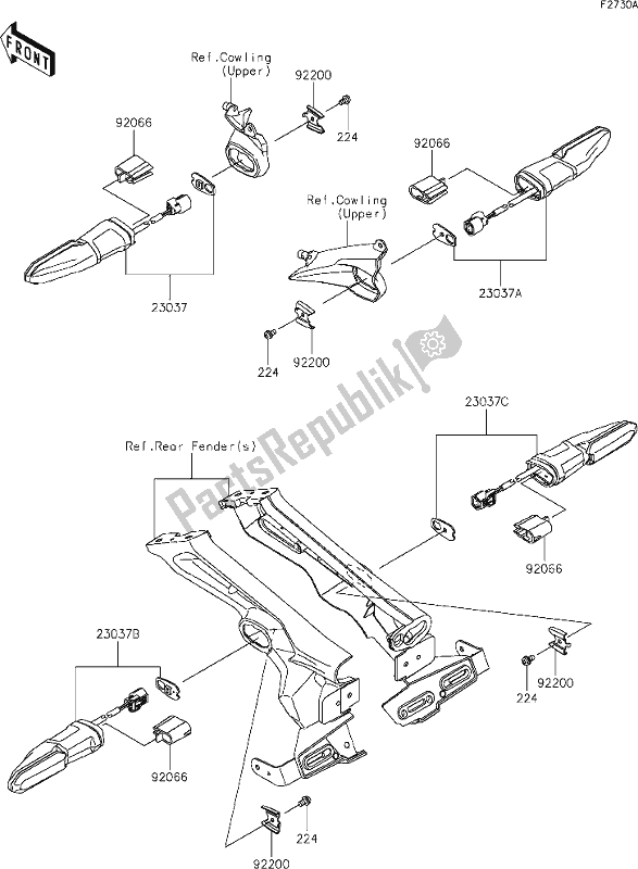 Toutes les pièces pour le 56 Turn Signals(hjf/fkf) du Kawasaki Z 1000 2018