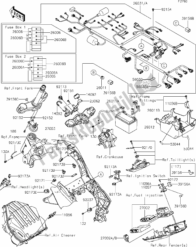 Toutes les pièces pour le 57-1chassis Electrical Equipment du Kawasaki Z 1000 2018