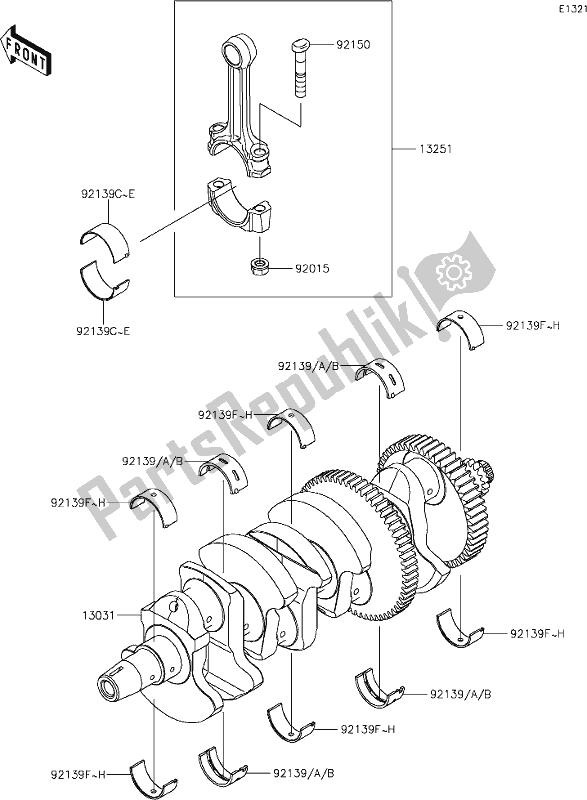 All parts for the 8 Crankshaft of the Kawasaki Z 1000 2018