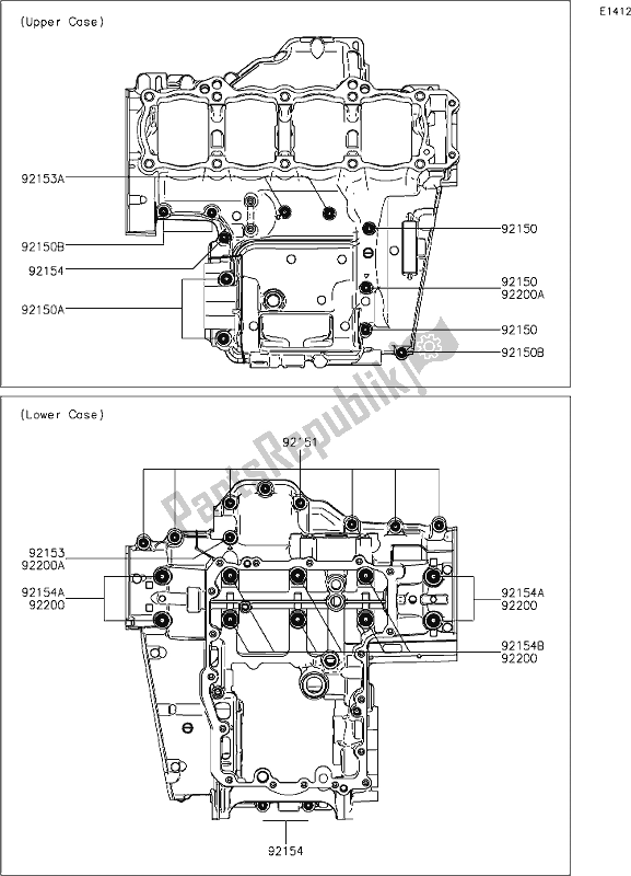 Alle onderdelen voor de 15 Crankcase Bolt Pattern van de Kawasaki Z 1000 2019