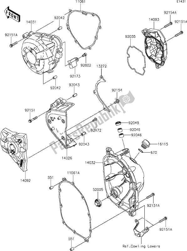 All parts for the 16 Engine Cover(s) of the Kawasaki Z 1000 2019