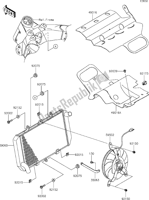 All parts for the 26 Radiator of the Kawasaki Z 1000 2019