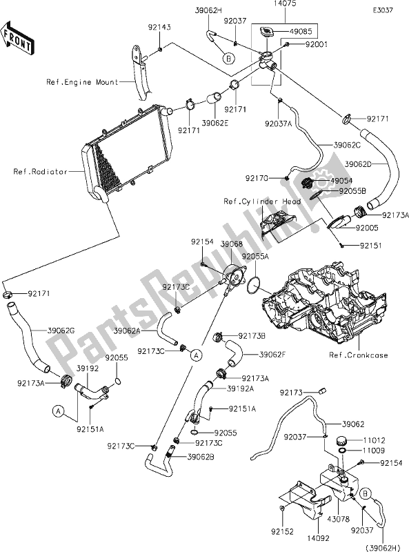 Wszystkie części do 27 Water Pipe Kawasaki Z 1000 2019