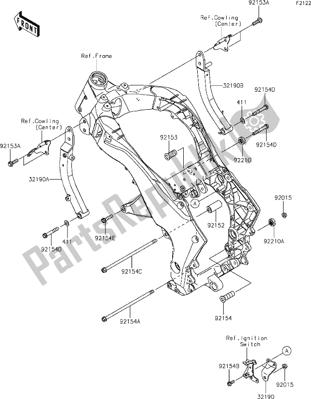 Alle onderdelen voor de 29 Engine Mount van de Kawasaki Z 1000 2019