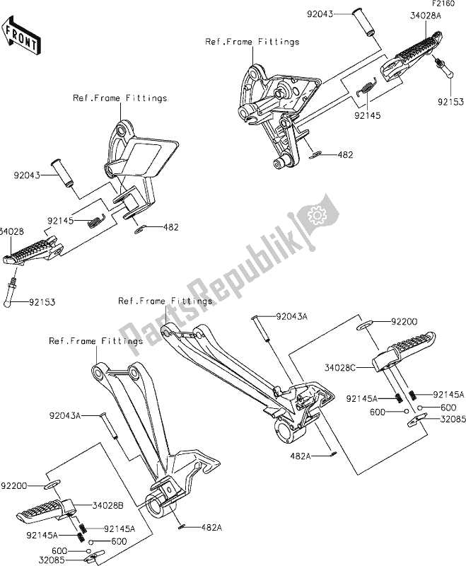 All parts for the 33 Footrests of the Kawasaki Z 1000 2019