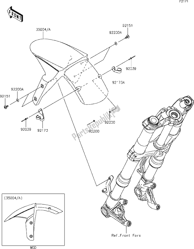 Tutte le parti per il 34 Front Fender(s) del Kawasaki Z 1000 2019