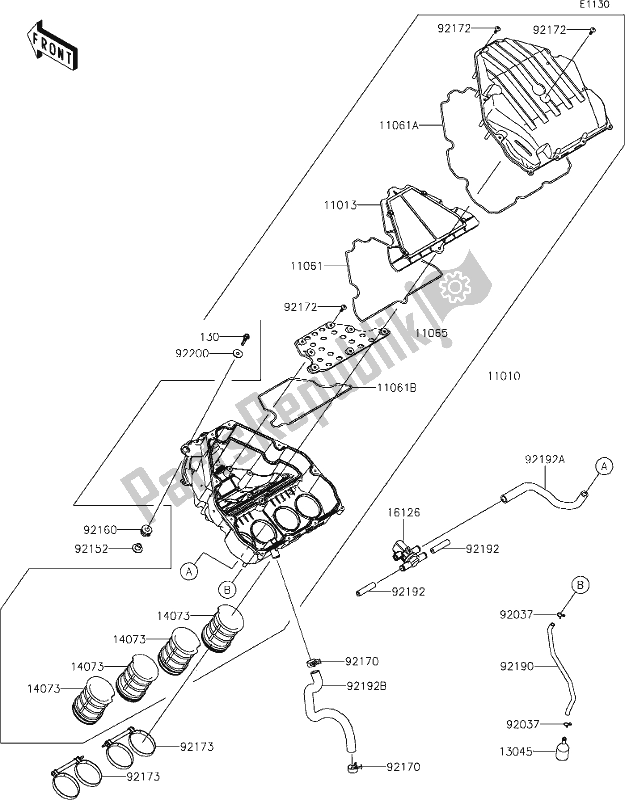 Alle onderdelen voor de 4 Air Cleaner van de Kawasaki Z 1000 2019