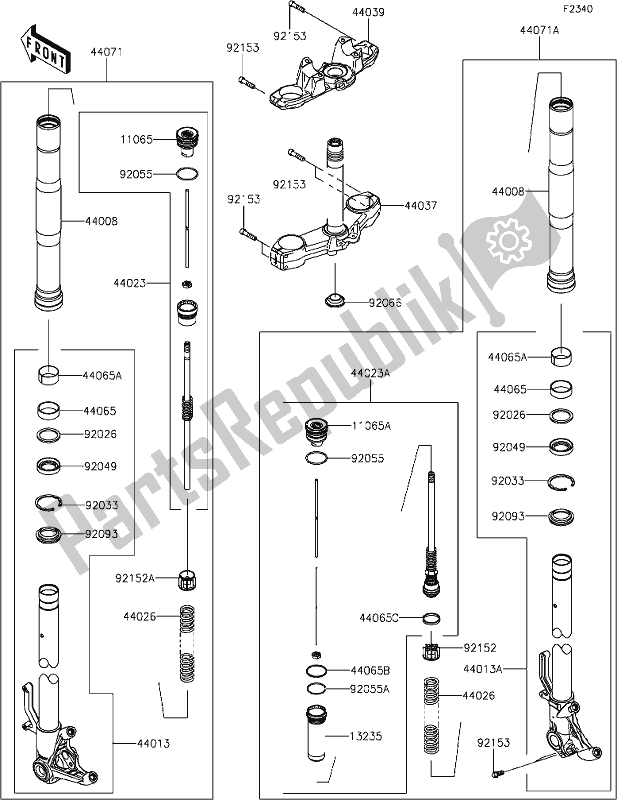 All parts for the 47 Front Fork of the Kawasaki Z 1000 2019