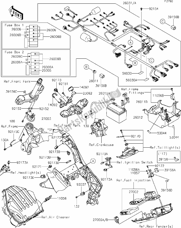 All parts for the 57-1chassis Electrical Equipment of the Kawasaki Z 1000 2019