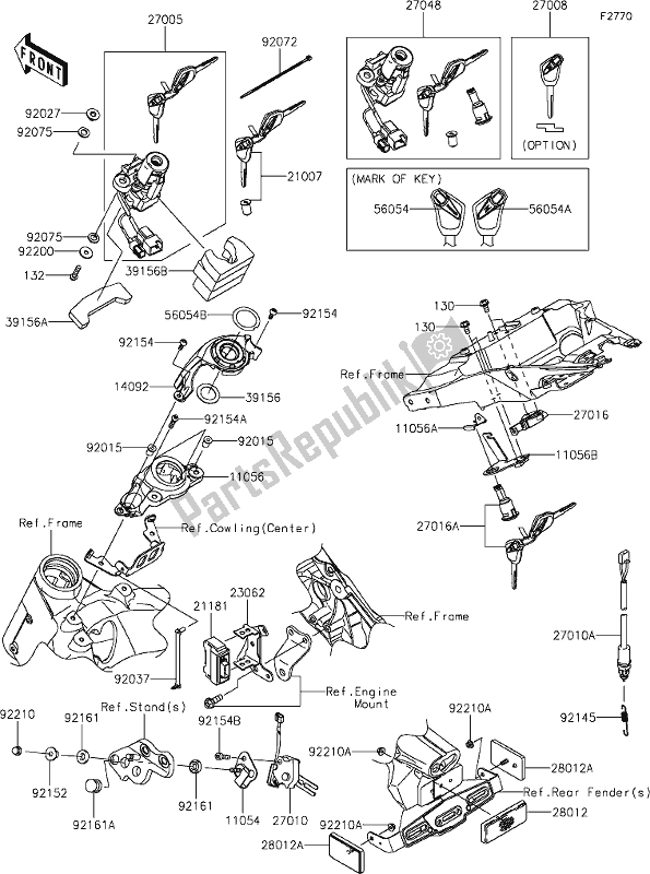 Todas as partes de 58-1ignition Switch do Kawasaki Z 1000 2019