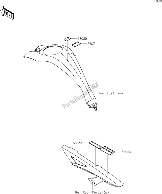 All parts for the 60 Labels of the Kawasaki Z 1000 2019