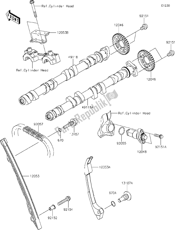 Alle onderdelen voor de 7 Camshaft(s)/tensioner van de Kawasaki Z 1000 2019