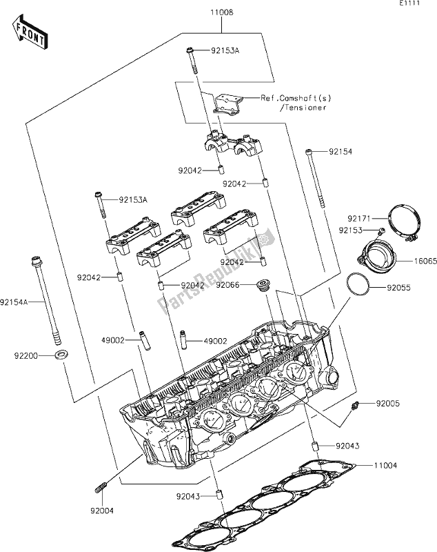 All parts for the 1 Cylinder Head of the Kawasaki Z 1000 2020