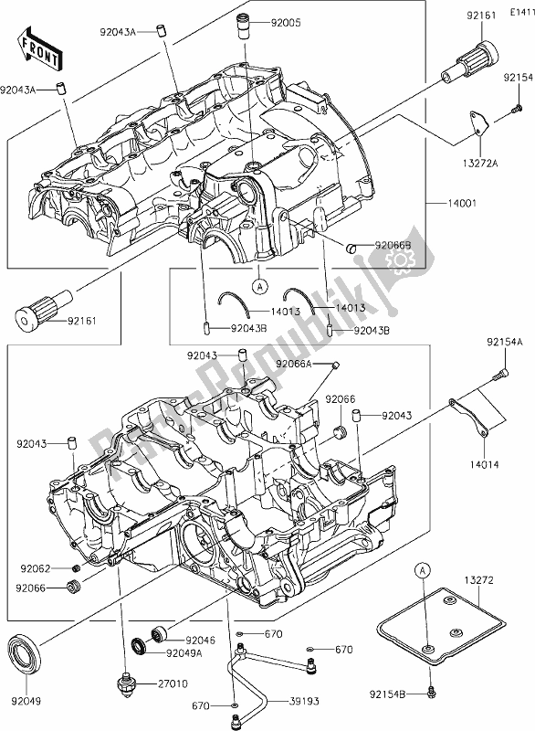 Todas las partes para 14 Crankcase de Kawasaki Z 1000 2020