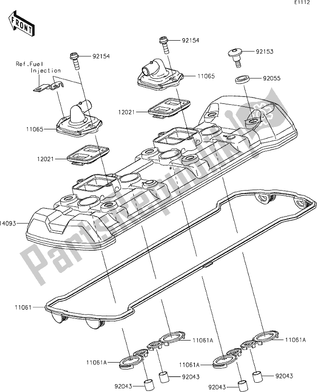 All parts for the 2 Cylinder Head Cover of the Kawasaki Z 1000 2020