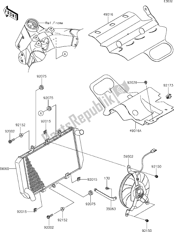 All parts for the 26 Radiator of the Kawasaki Z 1000 2020