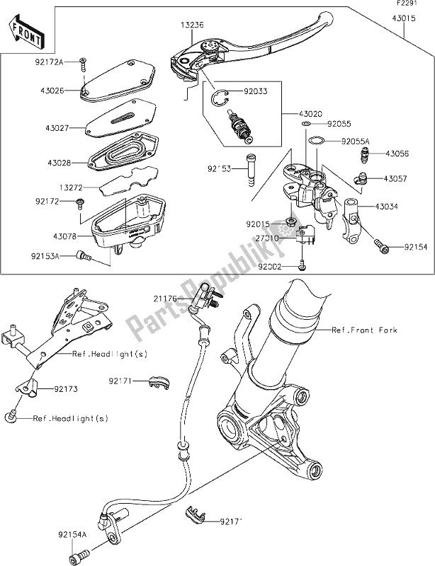 Tutte le parti per il 42 Front Master Cylinder del Kawasaki Z 1000 2020