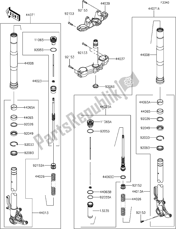 All parts for the 47 Front Fork of the Kawasaki Z 1000 2020