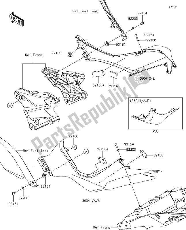 All parts for the 52 Side Covers of the Kawasaki Z 1000 2020