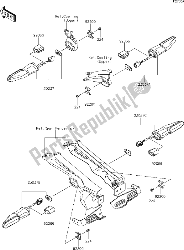 Tutte le parti per il 56 Turn Signals(hjf-hlf) del Kawasaki Z 1000 2020