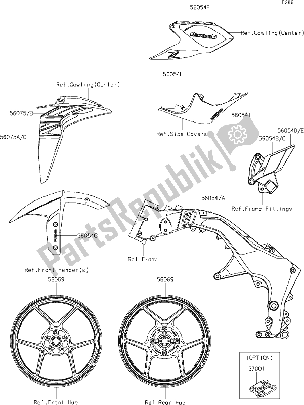 All parts for the 61 Decals(black)(hhf) of the Kawasaki Z 1000 2020