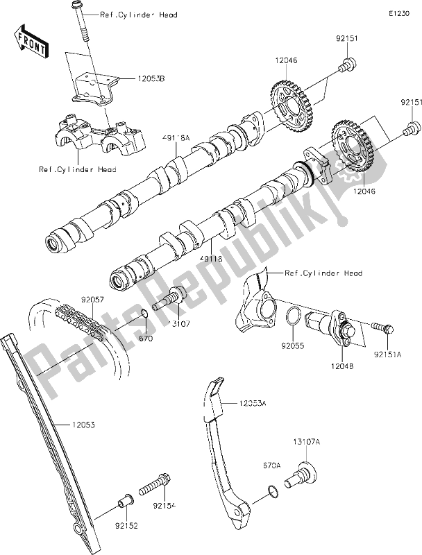 All parts for the 7 Camshaft(s)/tensioner of the Kawasaki Z 1000 2020