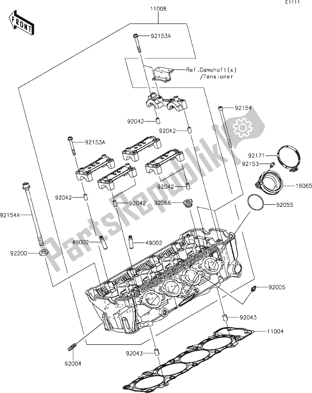 All parts for the 1 Cylinder Head of the Kawasaki Z 1000 2021